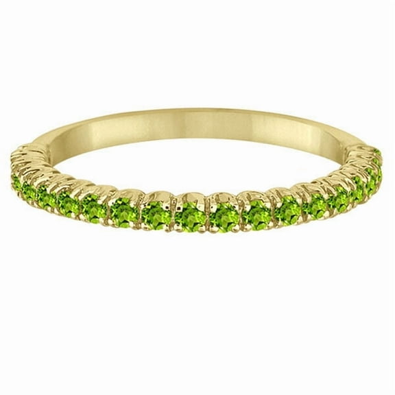 Pave Peridot Half-Eternity Wedding Band Dainty Ring 925 Sterling Silver Yellow Gold Plated Gemstone Jewelry For Women Gift