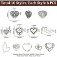 thumbnail image 3 of 60Pcs 10 Styles Metal Heart Charms Tibetan Style Heart Pendants Silver Charms Tiny Love Pendants Hollow Charms for DIY Bracelet Necklace Jewelry Findings Making, 3 of 4