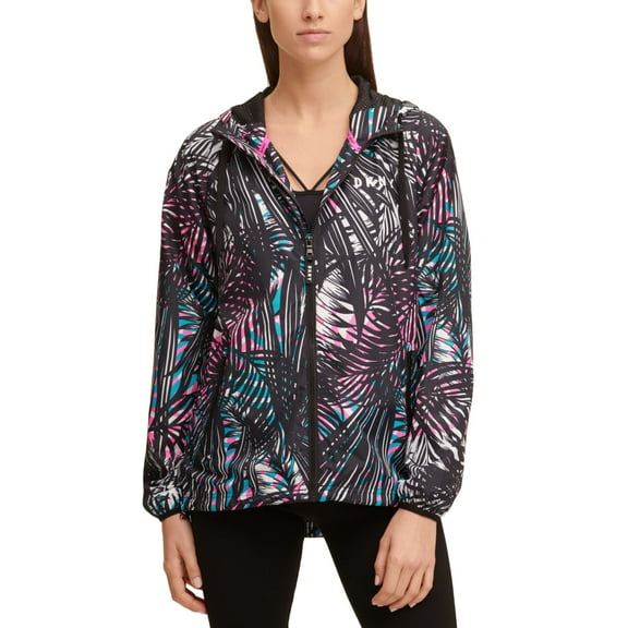 DKNY Womens Sport Tropic Shade Printed Windbreaker