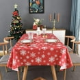 thumbnail image 2 of Plastic Christmas Tablecloth Square Silver Vinyl Christmas Table Cloth Xmas Table Cover with Snowman for Party (60'''' x 60'''', Snowman), 2 of 6