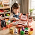 thumbnail image 6 of TOYOUME Pretend Play Cash Register Supermarket Checkout with Shopping Basket, 1 Set, Pink, 6 of 6