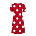 thumbnail image 4 of Sakmal Long Dresses for Women Red Crew Neck Loose Fit Polka Dot Tiered Short Sleeve with Pocket Sundress, 4 of 6