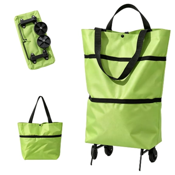 Foldable Shopping Cart, 2-in-1 Shopping Bag with Wheels, Waterproof, Compact, 33 lbs Capacity for Grocery & Travel