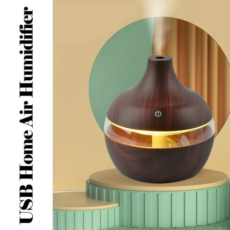 

300ml Wood Grain Humidifier LED Colorful Night Light Aroma Diffuser USB Household Humidifier Water Meter