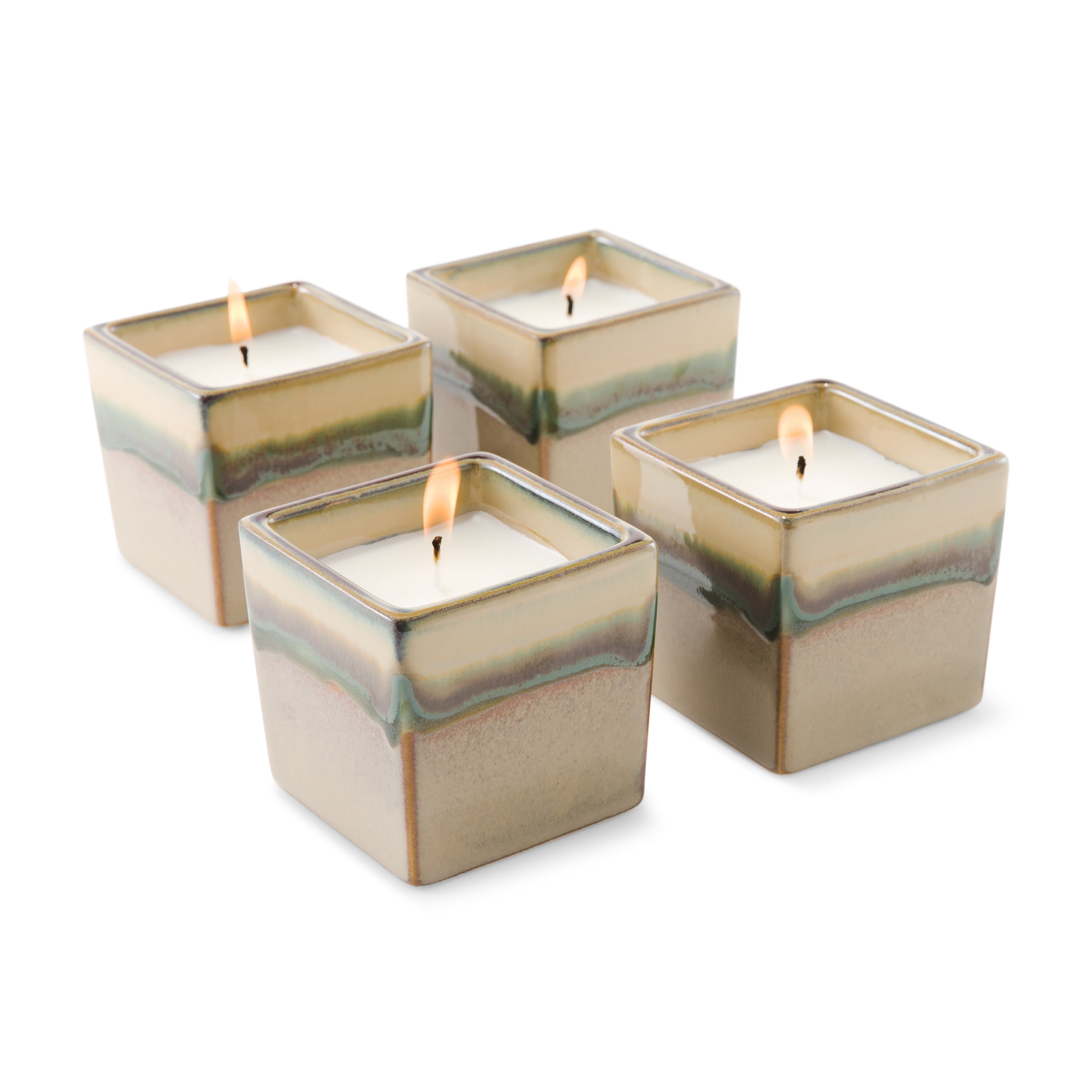 Better Homes and Gardens Outdoor Citronella & Lemongrass Candles, Hand-Glazed Reactive Finish, 4 Pack