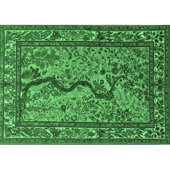 Ahgly Company Indoor Rectangle Animal Emerald Green Traditional Area Rugs, 5' x 8'