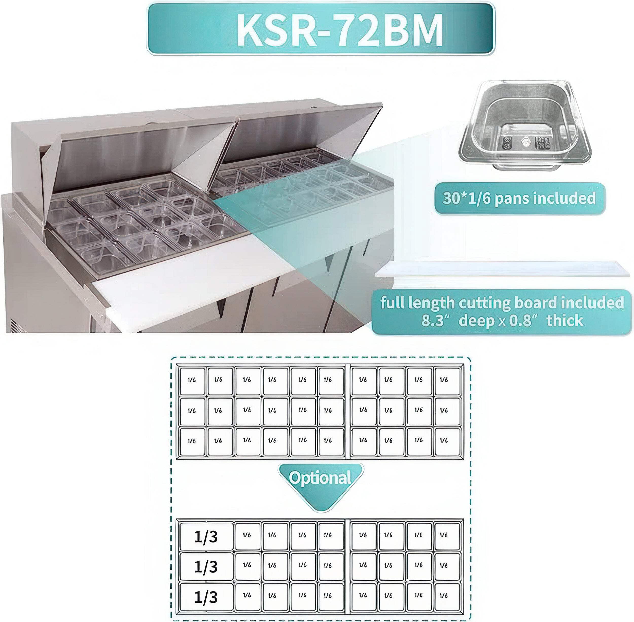 DURING D-KSR-72BM 72" W 3 Door Mega Top Refrigerator Sandwich  Salad Prep Table Commercial Refrigerator in Stainless Steel