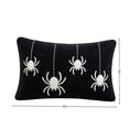 thumbnail image 4 of Leutsin Halloween Embroidered Spider Throw Pillow, Black Corduroy Lumbar Pillow with White Hanging Spider Design, Rectangular Tufted Spider Decorative Cushion for Sofa, Bed & Home Decor, 4 of 4