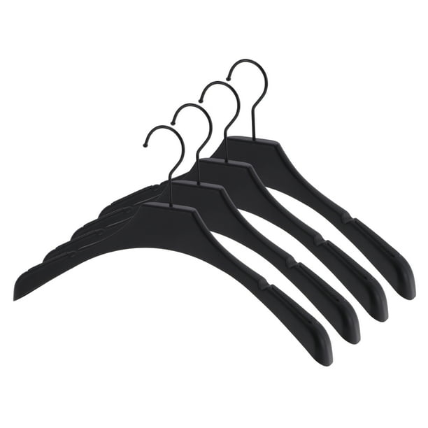 Perchas de ropa de 4 piezas con gancho circular Unique Bargains color negro