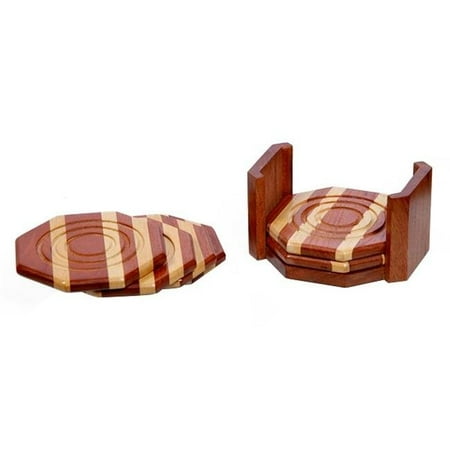 

Wine Glass Coaster Set with Holder Octagonal - 6 Piece