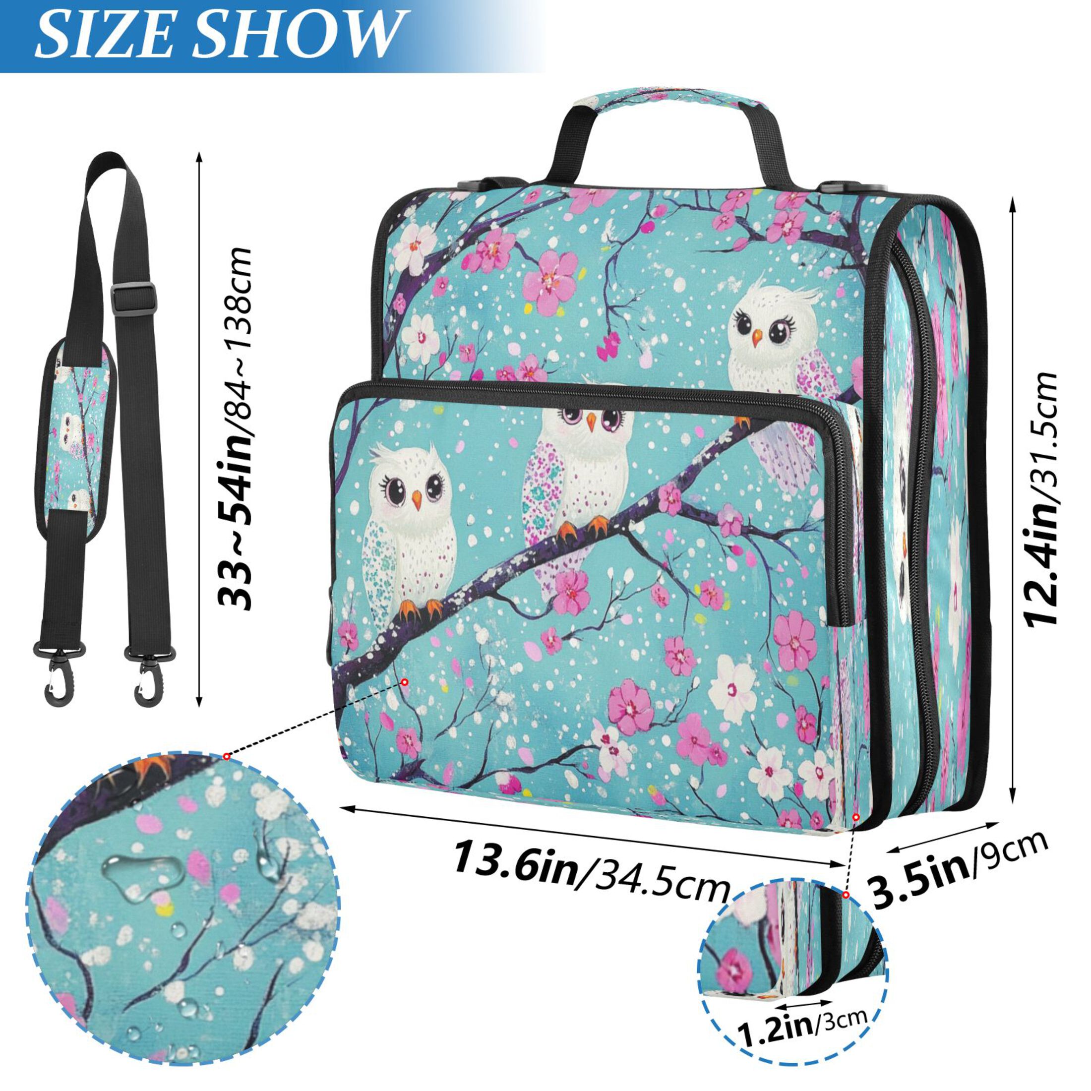 YAZAOO Zipper Binder trapper keeper Documents Organized Design Owl Blossom Friends Printed