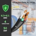 thumbnail image 4 of Cable de extensión RV/EV POWGRN de 50 amperios, 25 pies, resistente al agua para exteriores, 4 of 7