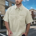 thumbnail image 2 of Men's Stylish Double Pocket Cargo Short Sleeve Shirt Comfortable Breathable Casual Summer Top Lightweight Outdoor Travel Tee Mens Basic Tee Shirts Summer Vintage T Shirts, 2 of 7