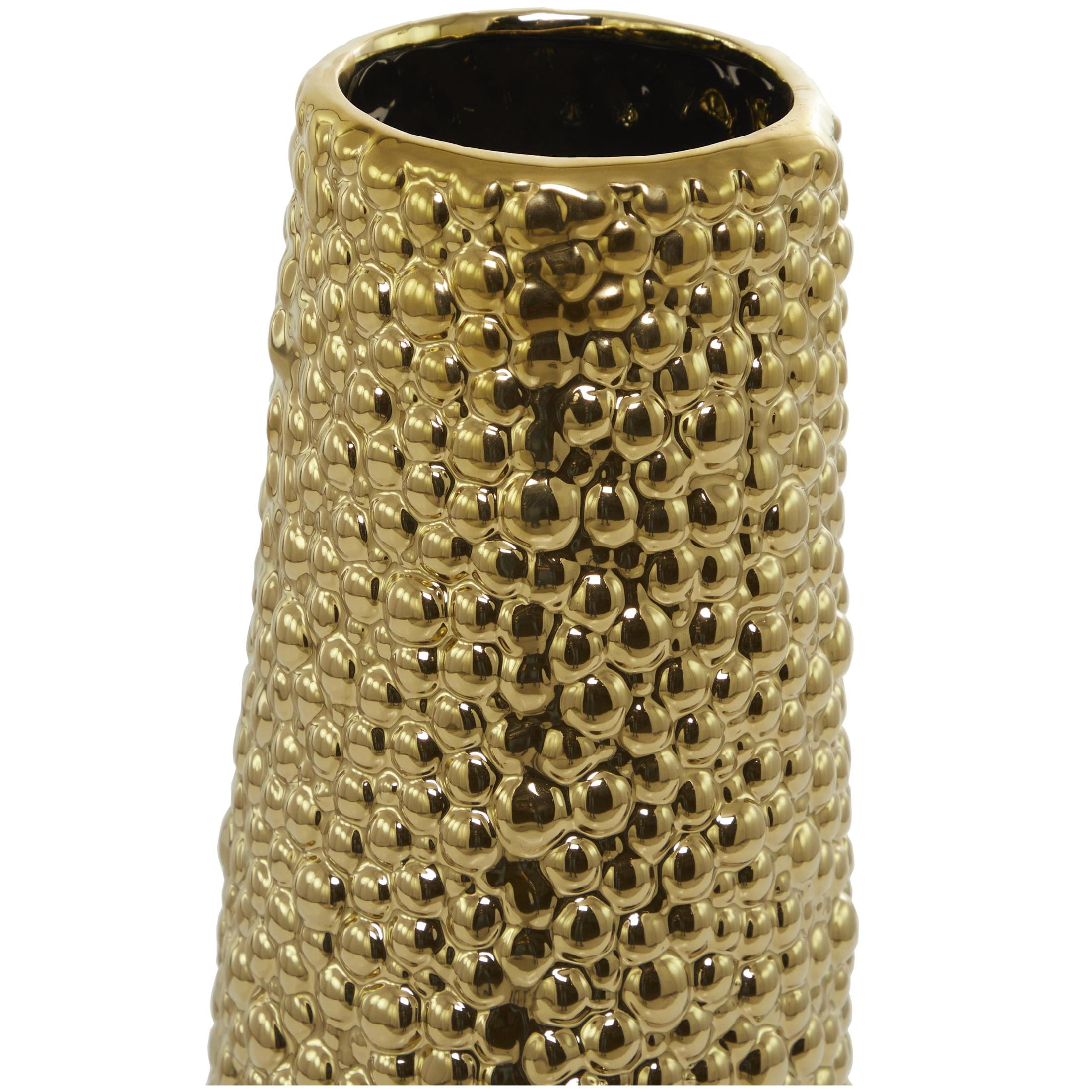 DecMode 25" Gold Ceramic Vase with Bubble Texture