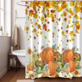 thumbnail image 5 of Fall Shower Curtain, Pumpkin Yellow Leaf Thanksgiving Autumn Farmhouse Harvest Waterproof Fabric Machine Washable for Bathroom Decor Bathtub with Hooks 72x72, 5 of 6