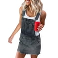 thumbnail image 3 of WTXUE Denim Skirt, Casual Playsuit Romper Jumpsuit Dress Long Print Women Button Strap Jeans Pocket Women's Dress, Overalls for Women, Grey 2XL, 3 of 5