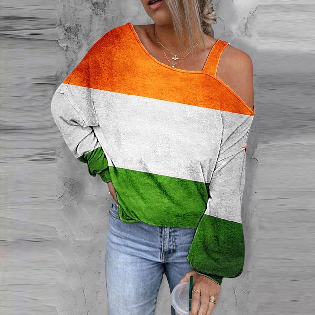 Chemises à Manches Longues pour Femmes Mode Sweat-Shirt Imprimé Jour de St.Patrick Chemise Graphique à Manches Longues Pull Tops