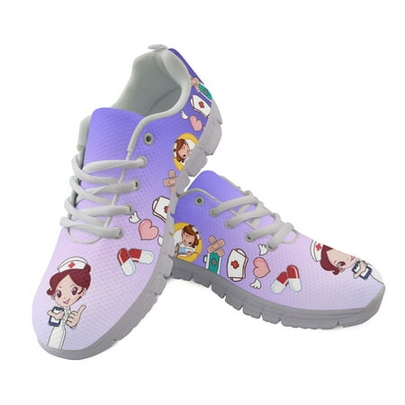 

Summer Lace Up Sport Jogging Running Shoes For Women Nurse Walk Casual Shoes Cartoon Nurse Print Mesh Ladies Sneaker Woman Flats