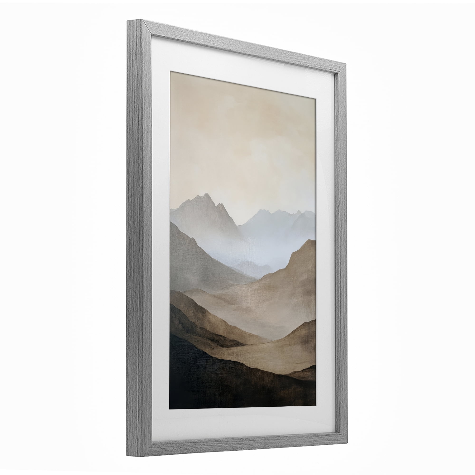 Stupell Industries Foggy Mountains Over Valley Gray Framed Print Under Glass, design by Petal Prints Design