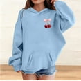thumbnail image 2 of Mercatoo Girls Long Sleeve Hooded Sweatshirt Thick Graphic Hoodie Cute Pullovers Tops Cute Tween Sweatshirt Blanket for Kids, 2 of 8
