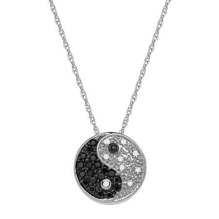 1/5 ct Black & White Diamond Yin & Yang Pendant Necklace in 14kt White Gold
