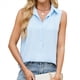 thumbnail image 2 of Camisa Sin Mangas con Botones para Mujer, Blusa con Cuello, Camisas Casuales de Oficina, Camiseta Básica Sin Mangas. Azul XL, 2 of 10