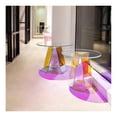 thumbnail image 2 of Drevy End Table Clear Round Side Table Modern Accent Table Iridescent, 2 of 6