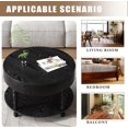 thumbnail image 5 of 2 Tier Coffee Table with Dual Storage, Round Solid Wood Coffee Table with Hidden Compartment & Adjustable Leveling Feet, for Small Space Living Room, Black, 5 of 7