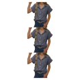 thumbnail image 3 of Minnieouse Camisa de mujer Blusa casual de manga corta con cuello en V con bolsillo Trabajo Playa Vacaciones Verano Top Ropa Accesorios Gris S Gris S 3piezas Minnieouse CBP234834, 3 of 6