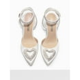 thumbnail image 3 of Women's Rhinestone Heart Stiletto Heels Satin Evening Pumps with Buckle Strap, 3 of 7
