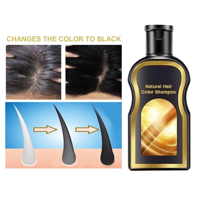 Champú de Color de Cabello para Cabello Gris, Champú de Tinte Natural para El Cabello, Cabello de Larga Duración, Oscurece El , - 200ml Yinane champú para oscurecer el cabello