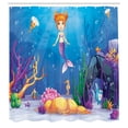 thumbnail image 2 of Ambesonne Colorful Shower Curtain, Cartoon Mermaid Fish, 69"Wx84"L, Multicolor, 2 of 4