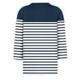 thumbnail image 5 of CFLVAEK Striped Shirt Women Plus Size Summer Casual 3/4 Length Sleeve Shirts Loose Fit Round Neck Tunic Tops Fashion Going Out Blouses Navy XXL, 5 of 5