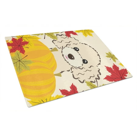 

Caroline s Treasures Buff Poodle Thanksgiving Glass Cutting Board Large