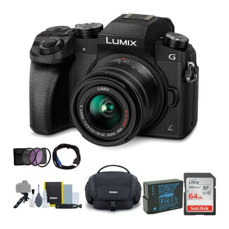 Panasonic LUMIX G7 Mirrorless Camera with 14-42mm Lens and 64GB SD Card Bundle