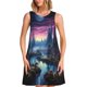 thumbnail image 1 of Easygdp Fantasy Landscape Starry Night para Vestido Transpirable de Mujer, Vestido Suelto de Manga Corta con Pliegues y Bolsillos para el Verano, 1 of 7