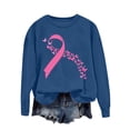 thumbnail image 2 of Hfnxid Breast Cancer Sweatshirts for Women Pink Ribbon Crewneck Sweatshirt Long Sleeve Awareness Support Pullover Blue,L, 2 of 4