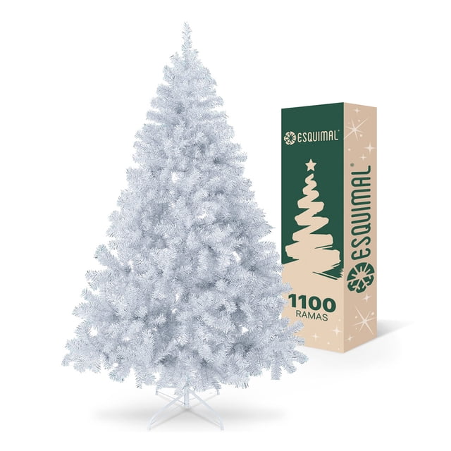 Árbol Navidad Pino Navideño Ramas Métalicas 1.90m Esquimal Color Blanco Plateado