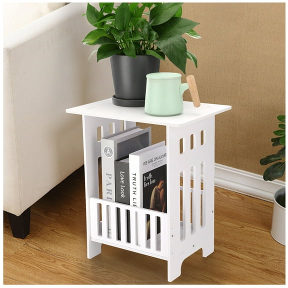 CQAOE White Bedside End Table – Modern Bedroom Nightstand Table Stand Holder for Books, Lamps & Decor, Stylish Minimalist Design for Small Spaces