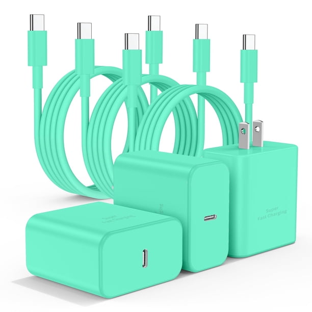 Cargador Essri USB C de 45 W para Samsung Galaxy S24 Ultra Green, paquete de 3