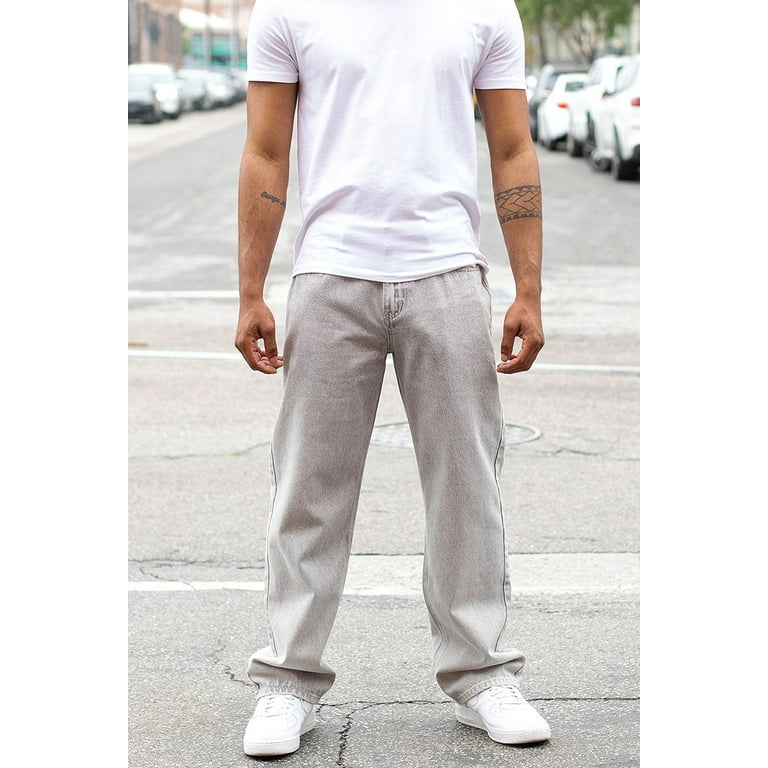 Victorious Men's Essential Baggy Wide Denim Jeans DL999 Grey Victorious Men's Essential Baggy Wide Denim Jeans DL999 Grey