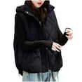 thumbnail image 2 of UPPADA Women's Hooded Puffer Vest Winter Warm Zip up Vest Quilted Padded Fall Jackets with Pockets Womens Long Puffer Vest Full-Zip Hooded Sleeveless Down Jacket Coat Black,L, 2 of 9
