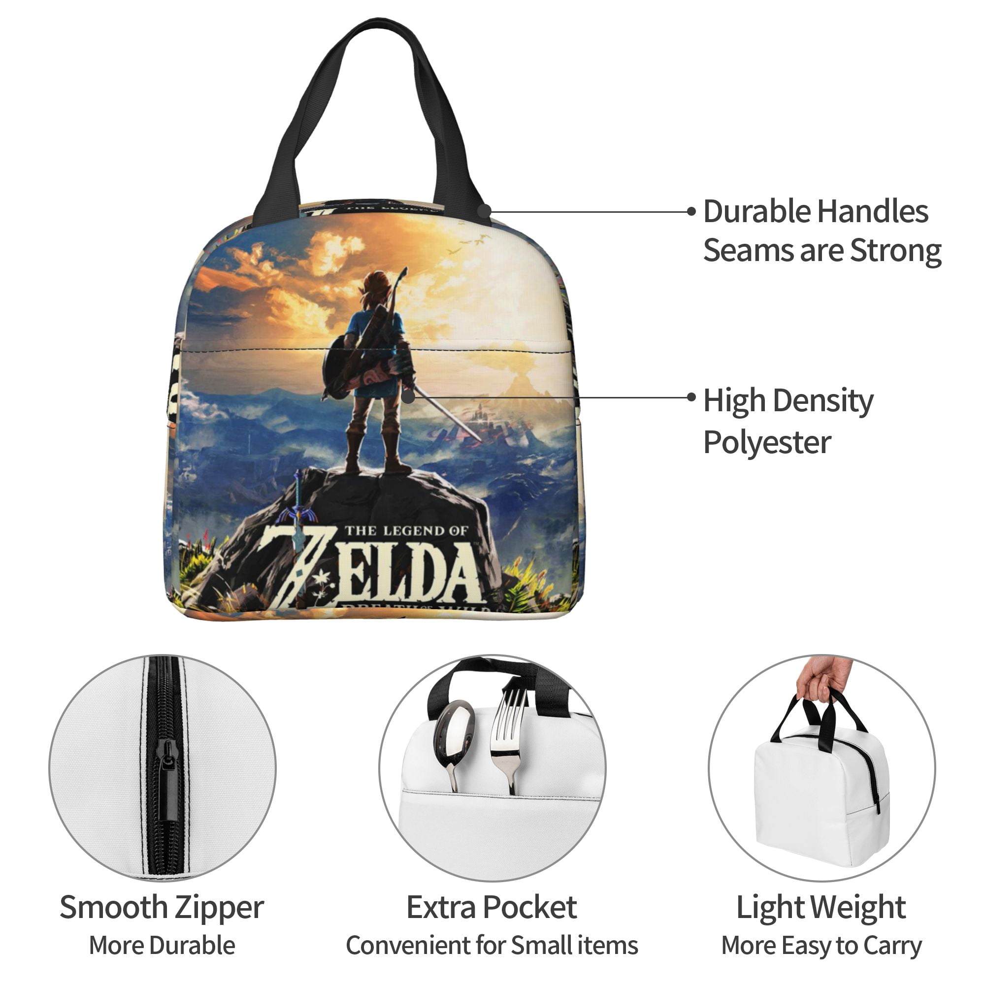 The Legend of Zelda Lunch Bag Tote Bag Insulated Lunch Box Picnic Beach Fishing Work