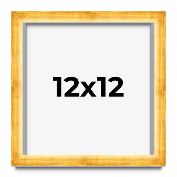 12x12 Shadow Box Frame Gold | 1.625 Inches Deep Real Wood Traditional Shadowbox Display Frame | UV