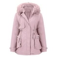 thumbnail image 4 of PMVFHDE Coats for Women 2025 Winter Solid Color Style Loose Insulated Mid Length Lined Warm Long Coat Pink,XL, 4 of 6