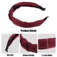 thumbnail image 4 of Diadema con nudo de satén, diadema para mujer, rojo vino, 1,2 pulgadas de ancho, 4 of 7