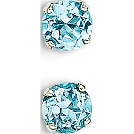 Blue Topaz 14k Gold Earrings - 14k White Gold White 4mm Blue Topaz Stud (4x4mm) Earrings