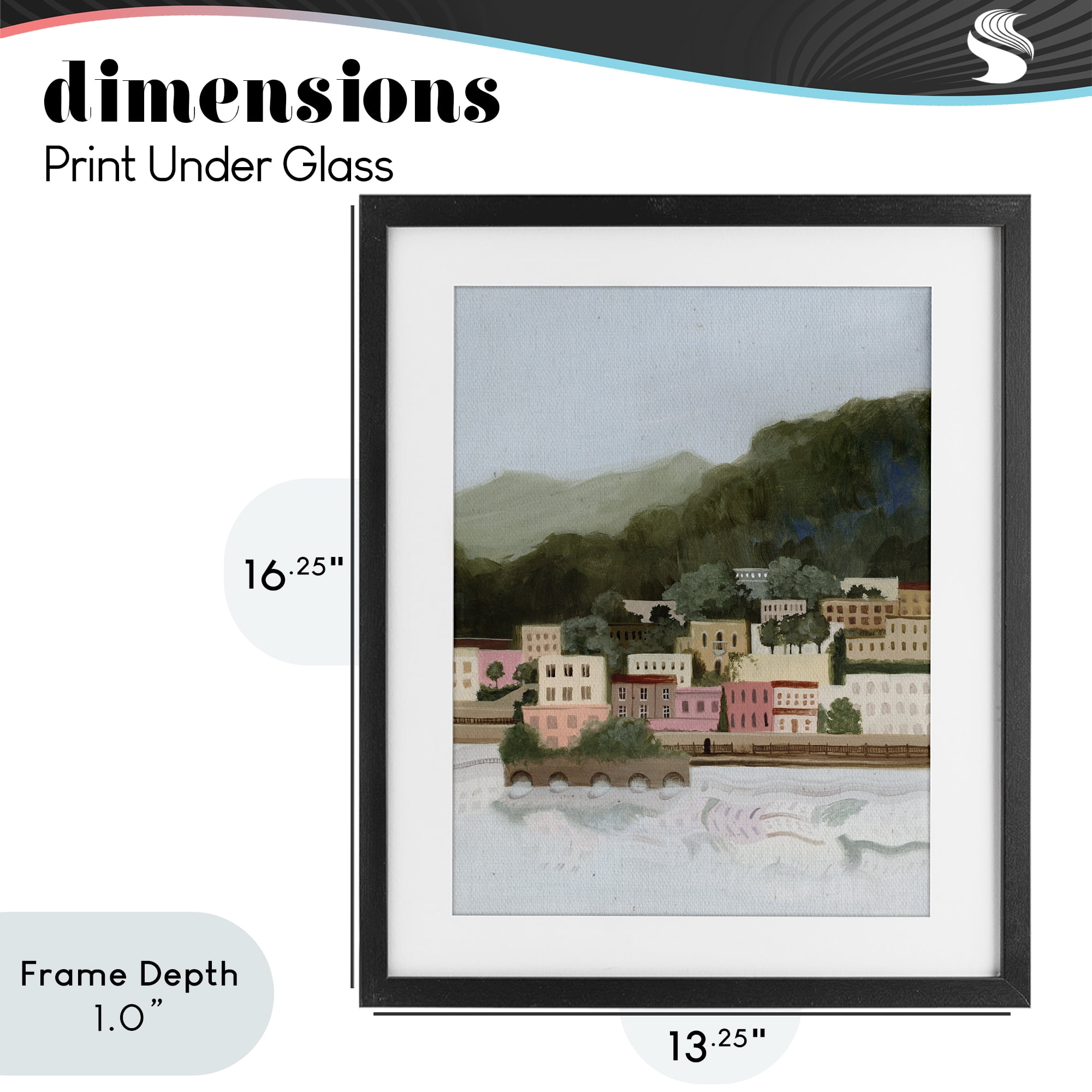 Stupell Industries Mountains By The Sea Black Framed Print Under Glass, design by Grace Popp