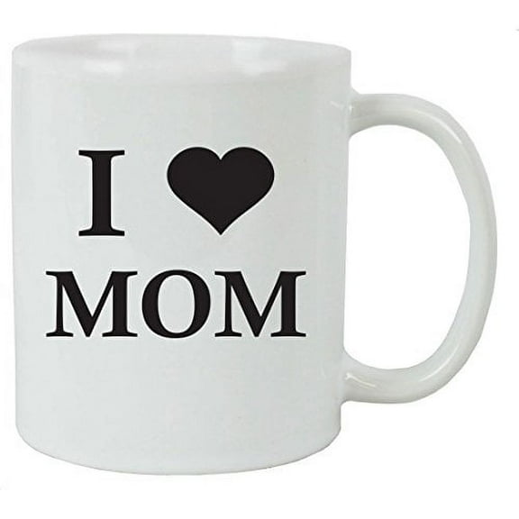 I Love Mom 11 oz White Ceramic Coffee Mug with FREE Gift Box - Great Gift for Mothers's Day Birthday or Christmas Gift for Mom Grandma Wife