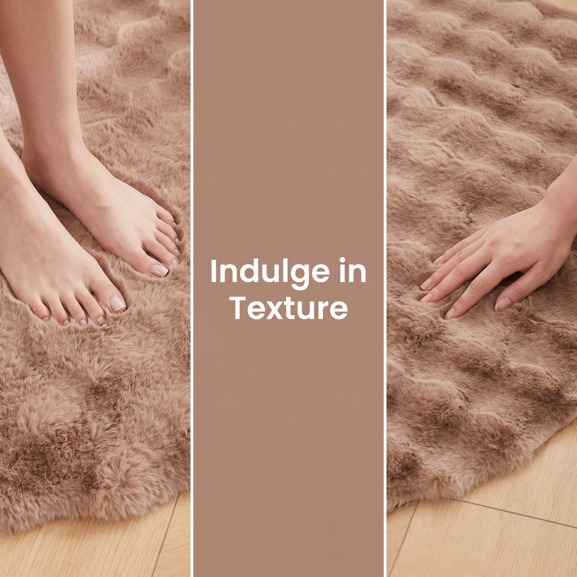 Unique Bargains Modern Geometric Round Area Rug Soft Shaggy Circle Carpet 20" x 20" Khaki